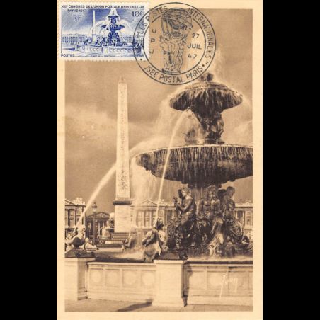 Carte maximum v4 - n° 783 - Congrès de l'union postale universelle - Place de la Concorde à Paris