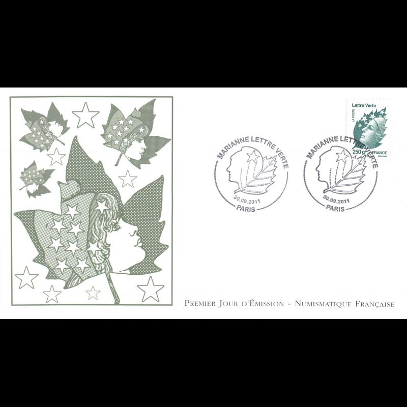 FDC LNF - Marianne lettre verte (4596), oblit 30/9/2011 Paris