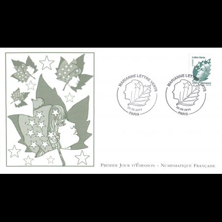 FDC LNF - Marianne lettre verte (4596), oblit 30/9/2011 Paris