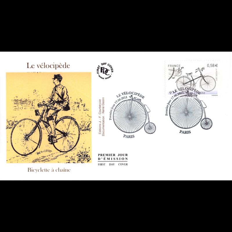 FDC - Bicyclette à chaînes, oblit 17/6/2011 Paris