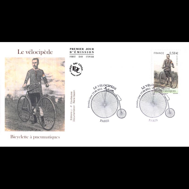 FDC - Bicyclette à pneumatiques, oblit 17/6/2011 Paris