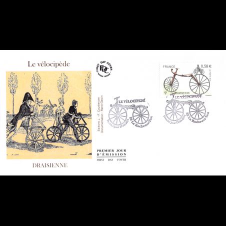 FDC - Le vélocipède, Draisienne, oblit 17/6/2011 La Roche sur Yon