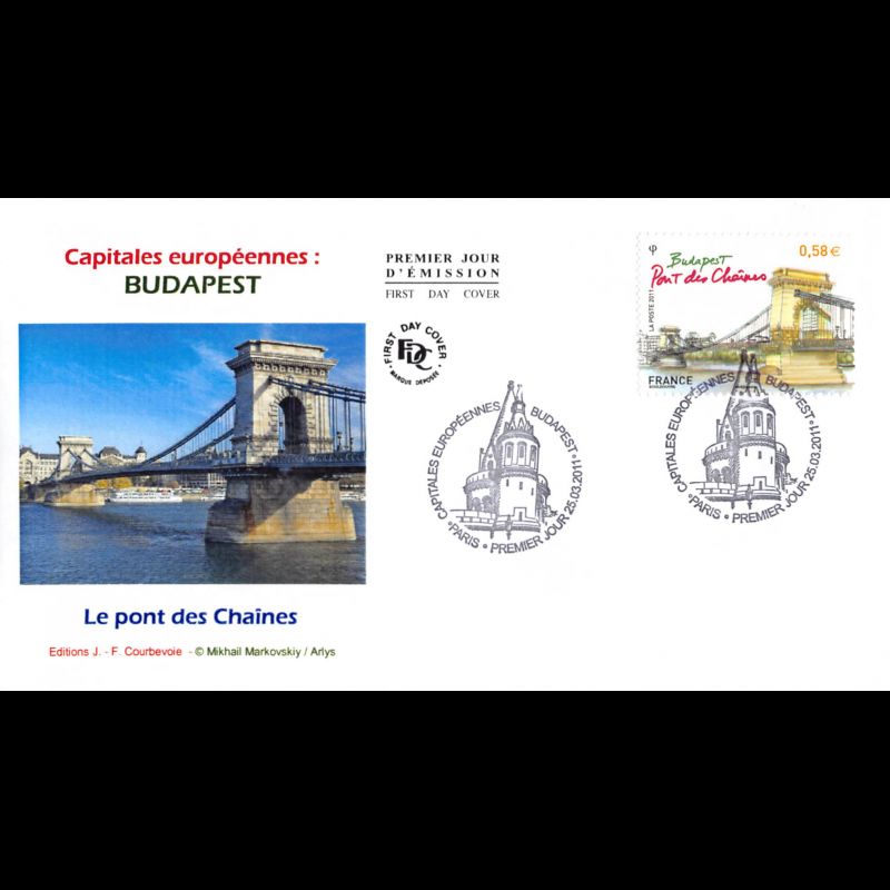 FDC - Budapest, Pont des chaînes, oblit 25/3/2011 Paris