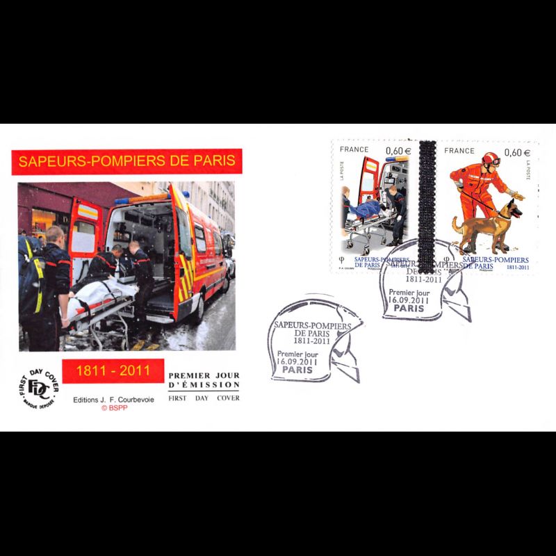 FDC - Sapeurs pompiers de Paris (4 sur 5), oblit 16/9/2011 Paris