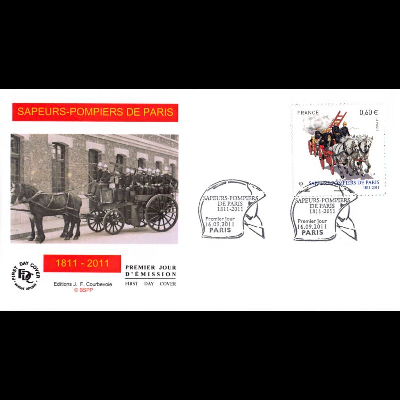 FDC - Sapeurs pompiers de Paris (5 sur 5), oblit 16/9/2011 Paris