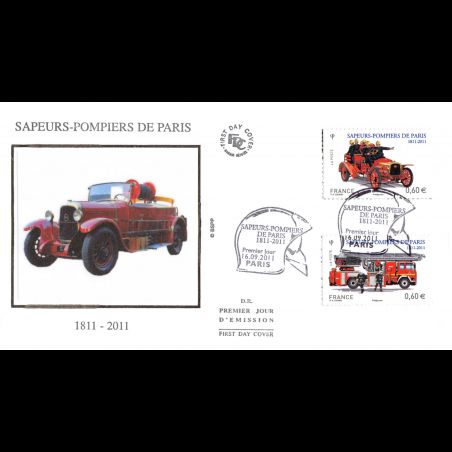 FDC soie - Sapeurs pompiers de Paris (1 sur 5), oblit 16/9/2011 Paris
