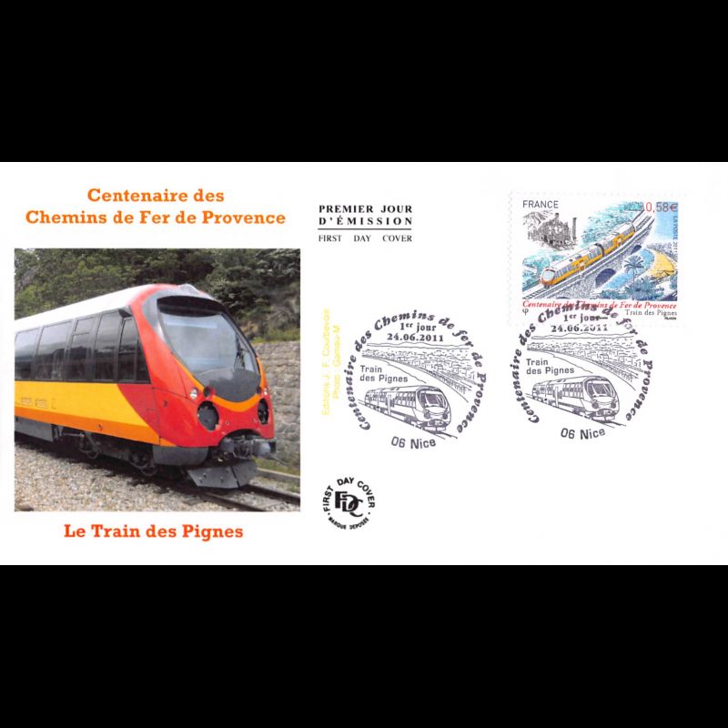 FDC - Centenaire chemins de fer de Provence, oblit 24/6/2011 Nice
