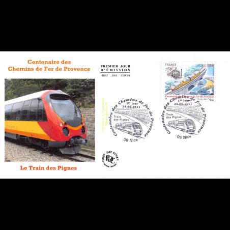 FDC - Centenaire chemins de fer de Provence, oblit 24/6/2011 Nice