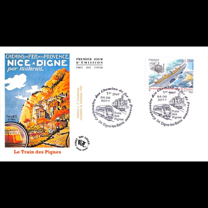 FDC - Centenaire chemins de fer de Provence, oblit 24/6/2011 Digne les Bains