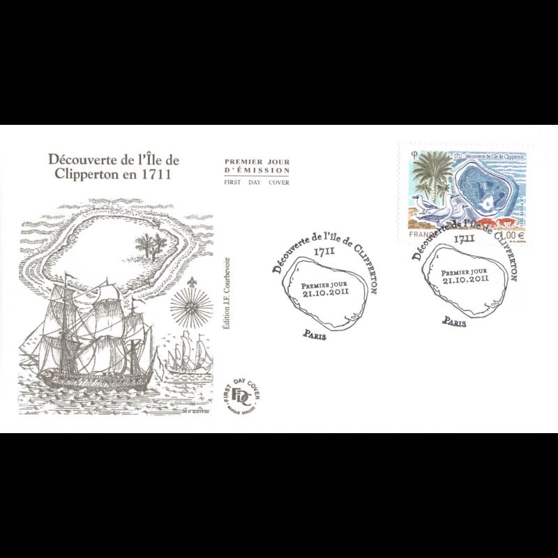 FDC - Découverte île de Clipperton, oblit 21/10/2011 Paris