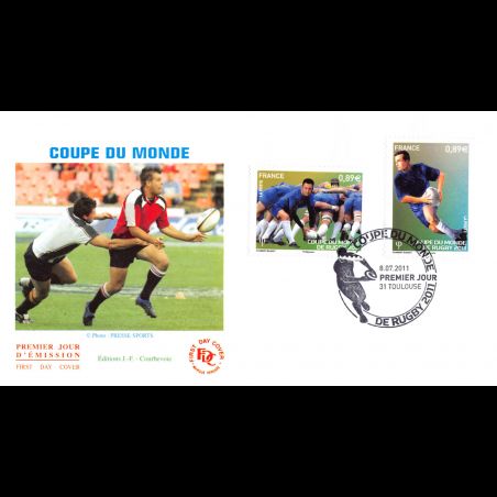 FDC - Coupe du monde de rugby 2011 v2 (1 sur 2), oblit 8/7/2011 Toulouse