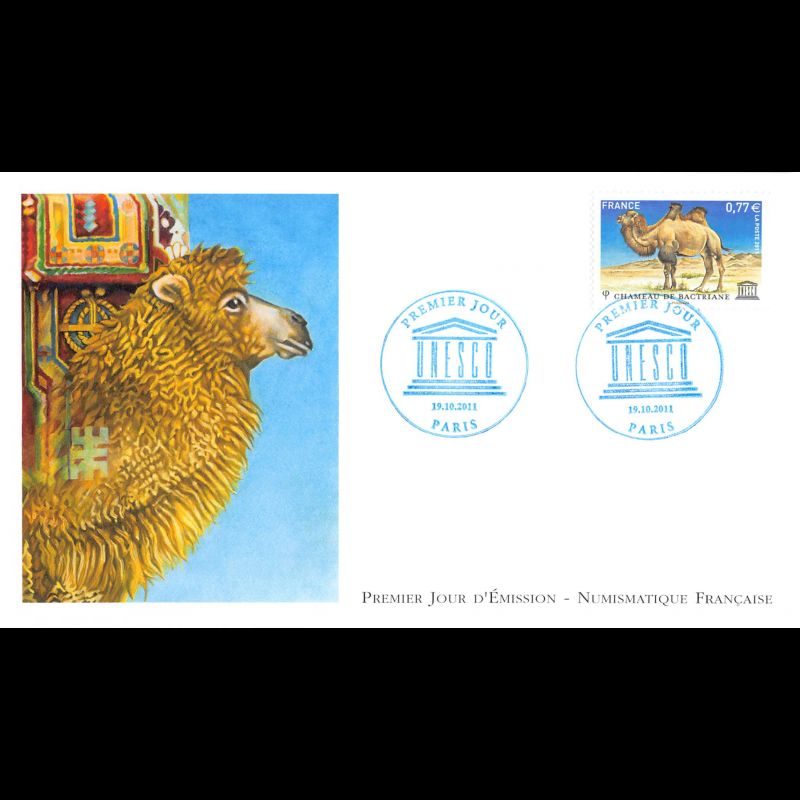 FDC LNF - UNESCO, chameau de Bactriane, oblit 19/10/2011 Paris