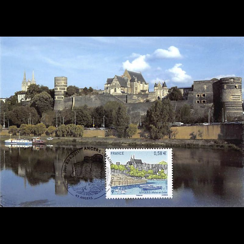 CM - Angers (Maine et Loire). Remparts, cathédrale Saint Maurice