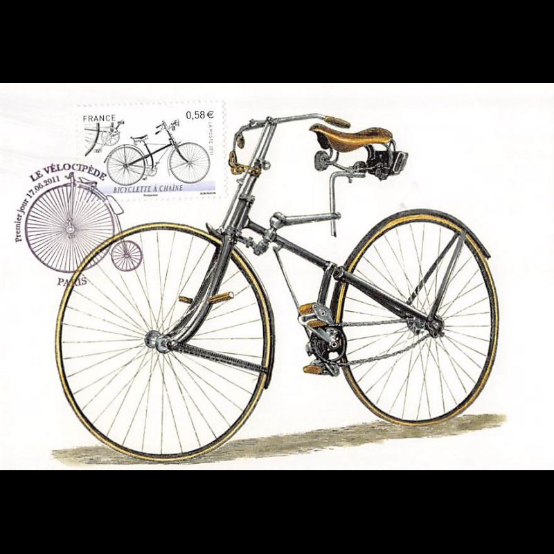 CM - Le vélocipède. Bicyclette à chaîne.
