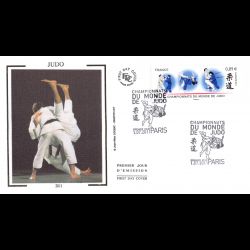 FDC soie - Championnat du monde de judo, oblit 1/7/2011 Paris