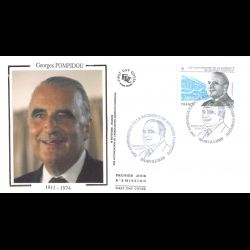 FDC soie - Georges Pompidou, oblit 22/6/2011 Orvilliers