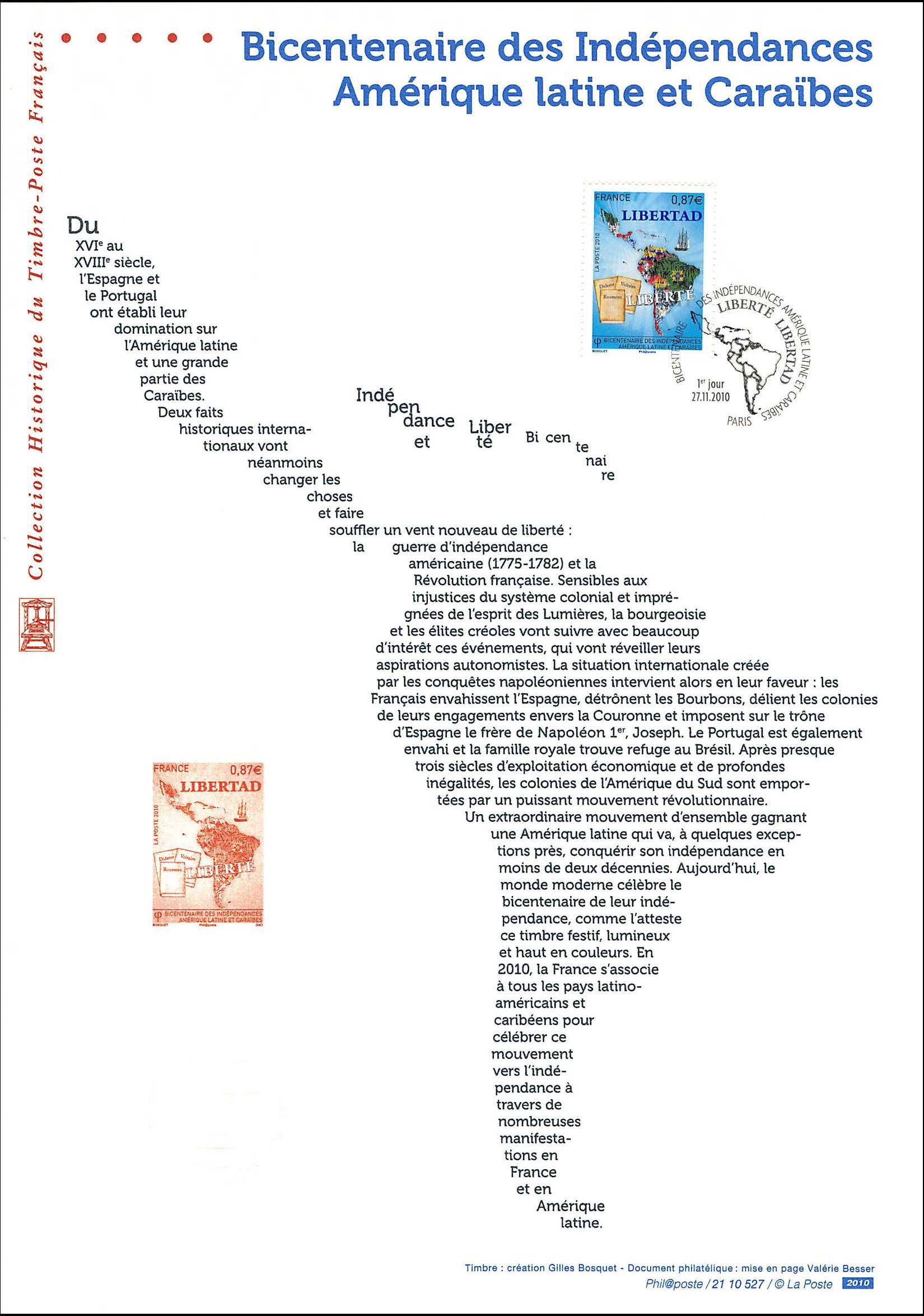 Document officiel 2010 - Bicentenaire indépendances Amérique latine et Caraïbes