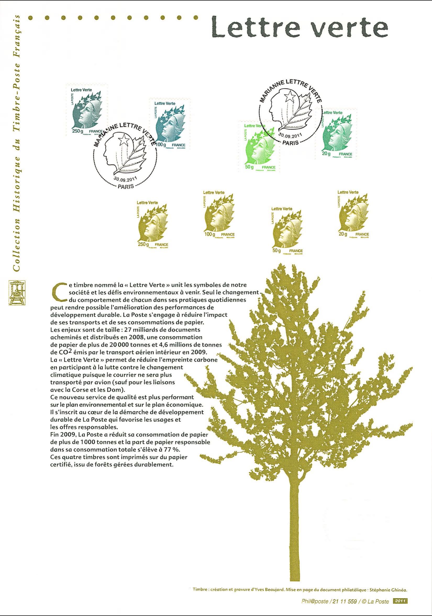 Document officiel 2011 - Marianne - Lettre verte 2011