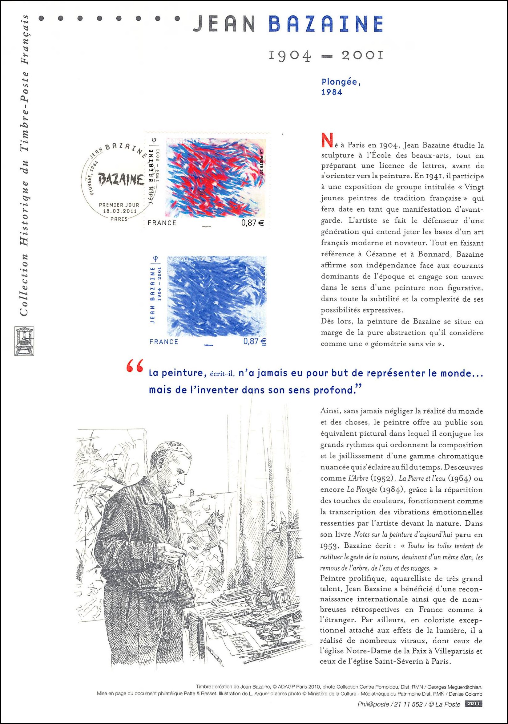 Document officiel 2011 - Jean Bazaine - Plongée