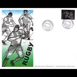 FDC GF LNF - Rugby 2011, timbre argent (oxydé), oblit 8/7/2011 Paris