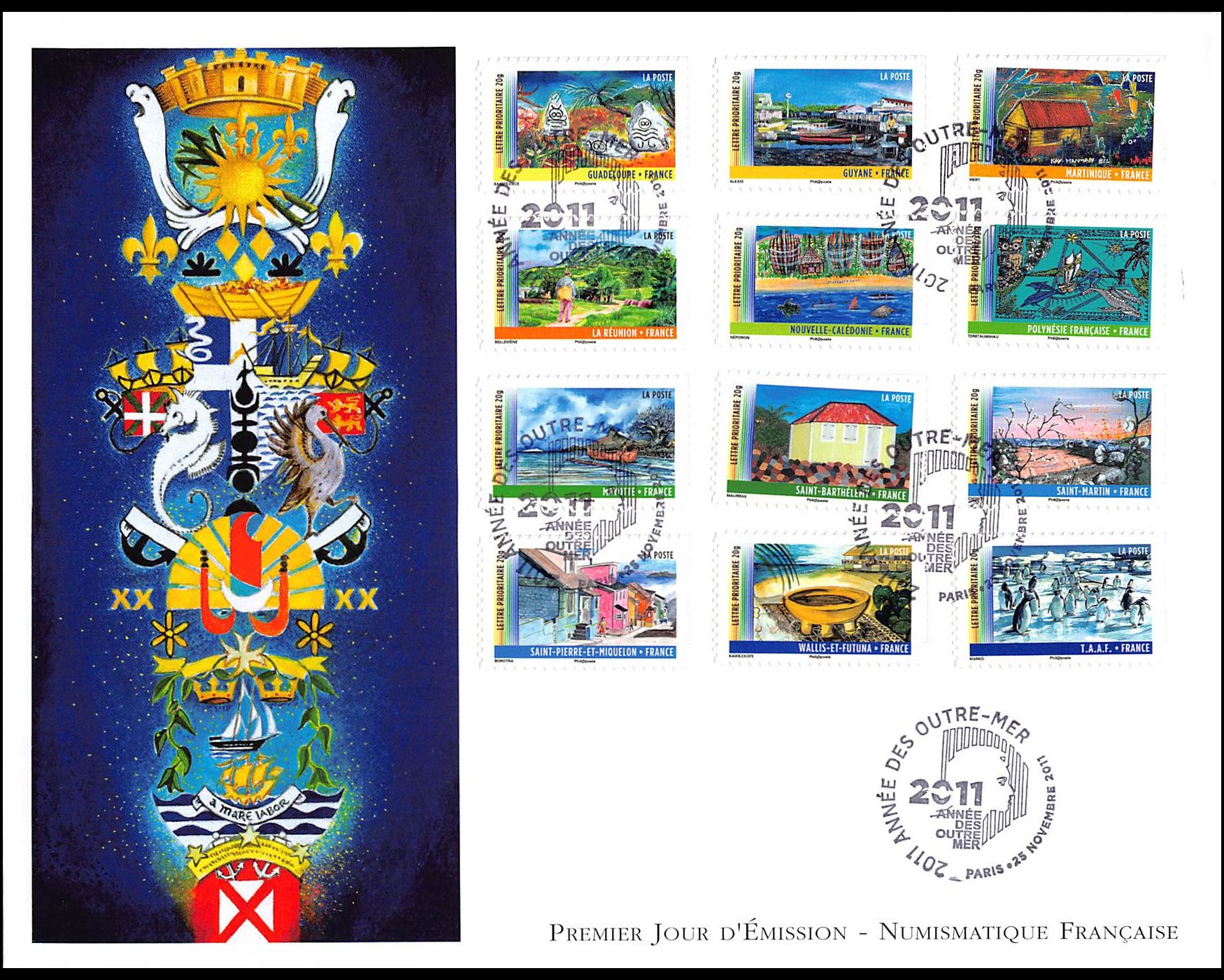 FDC GF LNF - Carnet adhésif année des outremer - 25/11/2011 Paris