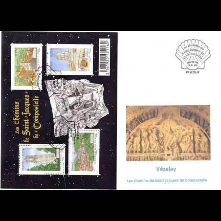 FDC GF FFAP - Bloc chemins de compostelle, oblit Paris 30/3/12