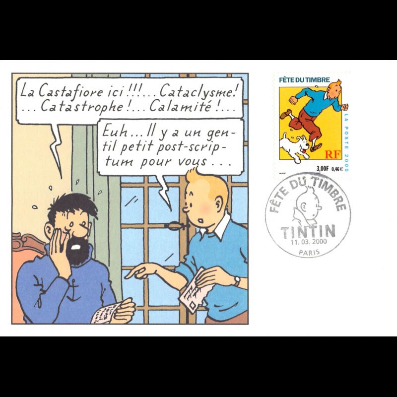 Enveloppe 1er Jour Fête Du Timbre Tintin De 2000 - Collection Philatélique