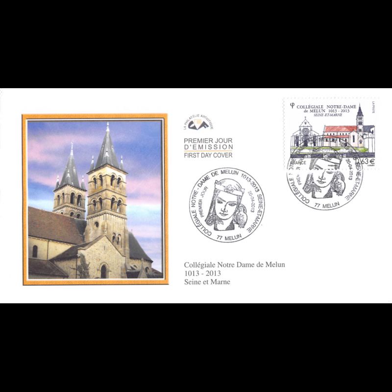 CEF - Melun, la collégiale Notre-Dame, oblit 20/4/13 Melun