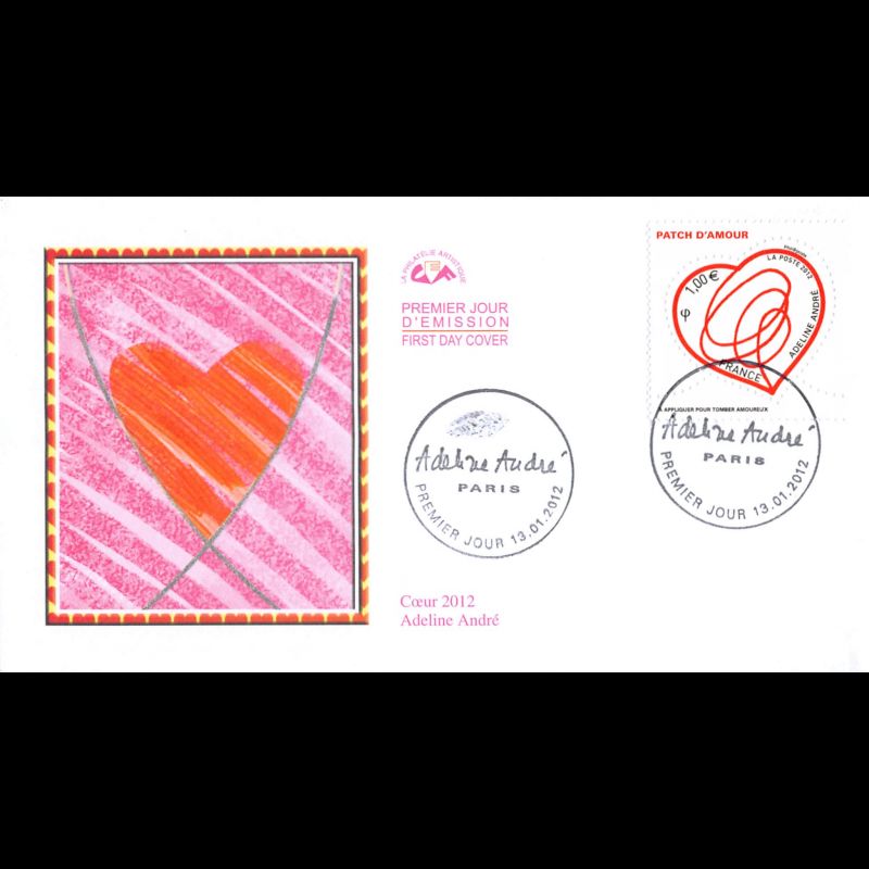 CEF - Patch d'amour, Adeline André, oblit 13/1/2012 Paris