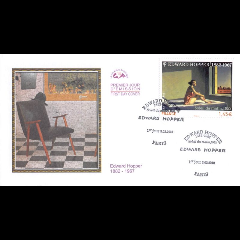 CEF - Tableau Edward Hopper, Soleil le matin, oblit 3/2/2012 Paris