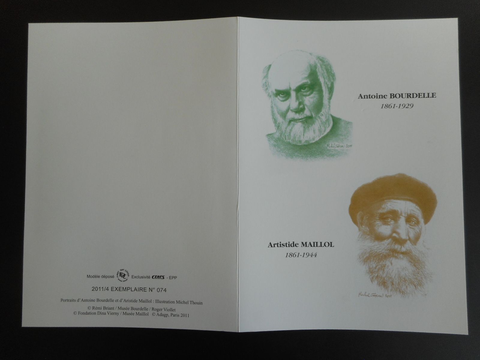 Encart E335 - Antoine Bourdelle - Aristide Maillol - bloc - 4/11/2011