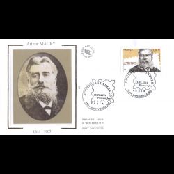 FDC soie - 150e anniv bourse aux timbres, Arthur Maury - oblit 13/5/2010 Paris