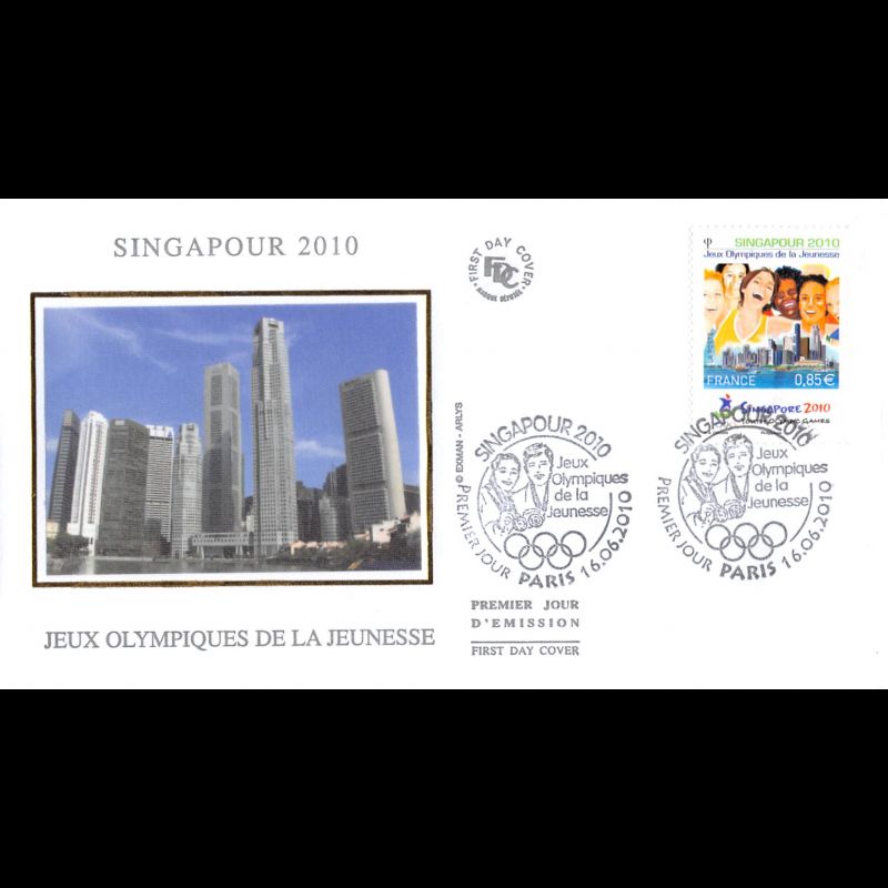 FDC soie - JO de la jeunesse, Singapour 2010 - oblit 16/6/2010 Paris