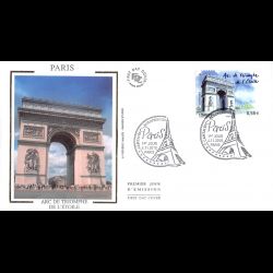 FDC soie - Capitales européennes, Paris, Arc de Triomphe, oblit 4/11/10 Paris