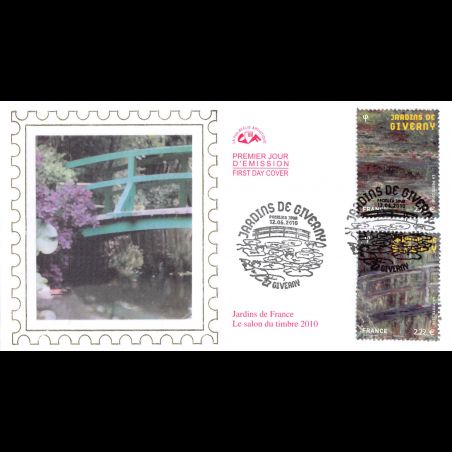 CEF soie - Jardins de Giverny, Claude Monet - oblit 12/6/2010