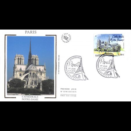 FDC soie - Capitales européennes, Paris, Cathédrale Notre-Dame, 4/11/10 Paris
